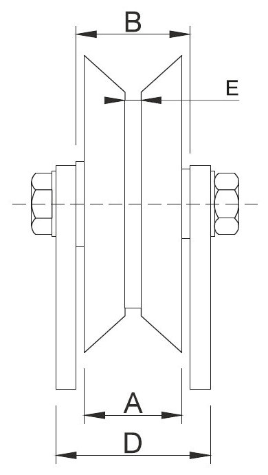Rolka jezdna do bram przesuwnych na teownik - wymiary